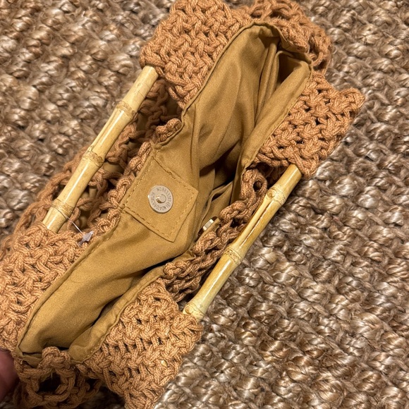 Amazon Tan Crochet Tote with Bamboo Handle - Picture 2 of 5